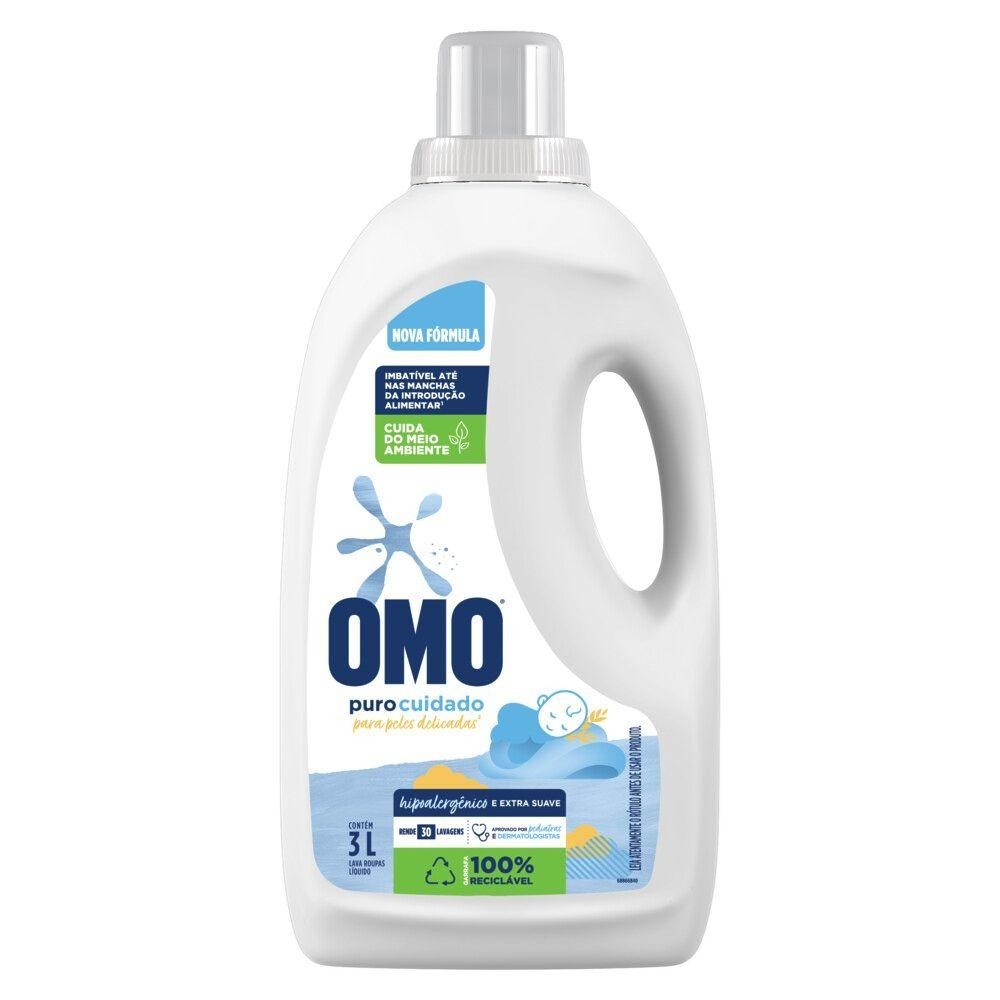 Kit 4 Lava-Roupas Líquido Omo Puro Cuidado 3l