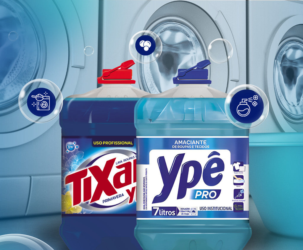 Kit Lavandeira: Lava Roupas Líquido Profissional Tixan Ypê 7L + Amaciante de Roupas e Tecidos Ypê Pro 7L