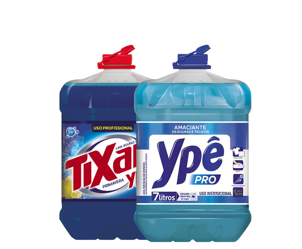 Kit Lavandeira: Lava Roupas Líquido Profissional Tixan Ypê 7L + Amaciante de Roupas e Tecidos Ypê Pro 7L