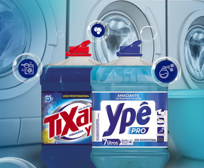 Kit Lavandeira: Lava Roupas Líquido Profissional Tixan Ypê 7L + Amaciante de Roupas e Tecidos Ypê Pro 7L