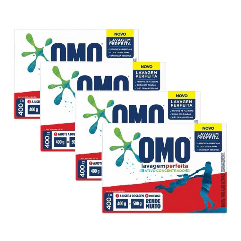 Kit 04 Lava Roupas em Pó OMO 400g cada lavagem perfeita envio imediato